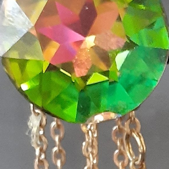 Vintage Aurora Borealis Dangle Clip Earrings four inches - Picture 8 of 10